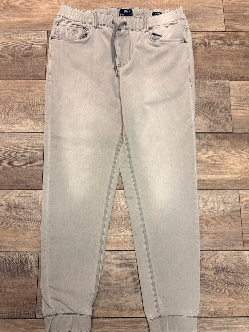 DNM Works Men's Light Gray Drawstring Jogger Jeans with Stretch
